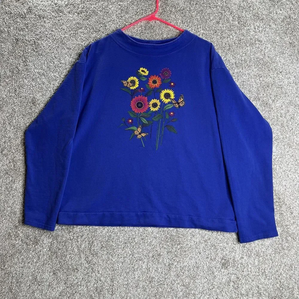 Sabaku‎ Artwear Pullover Sweater Women's Large Sunflowers Girasoles Art To Wear